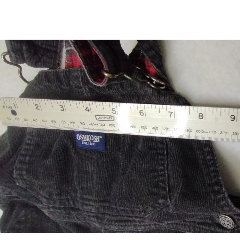 OshKosh Corduroy Overalls 36 Months Black Plaid Trim Toddler‎ Kids Fall